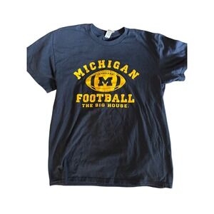 Vintage Michigan Wolverines Football T-Shirt Navy The Big House Gildan‎ Medium